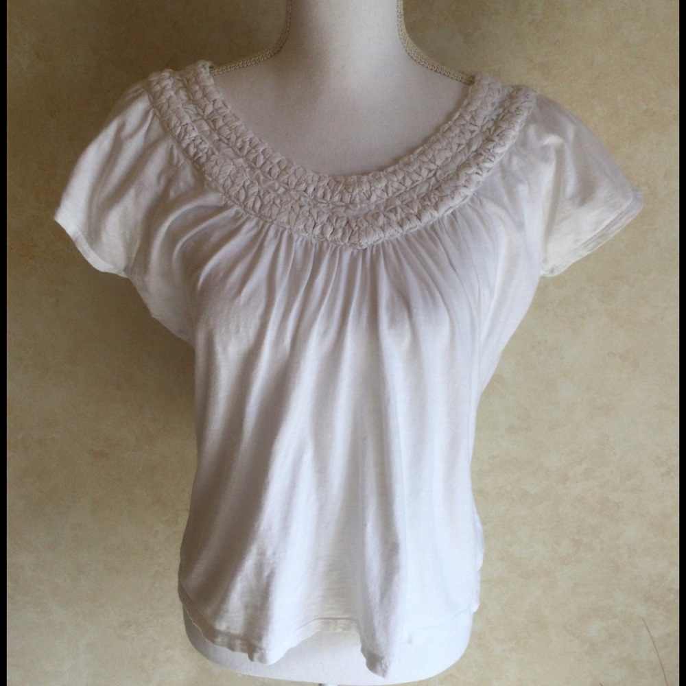 Kiara White Cotton Peasant Blouse. Size Medium